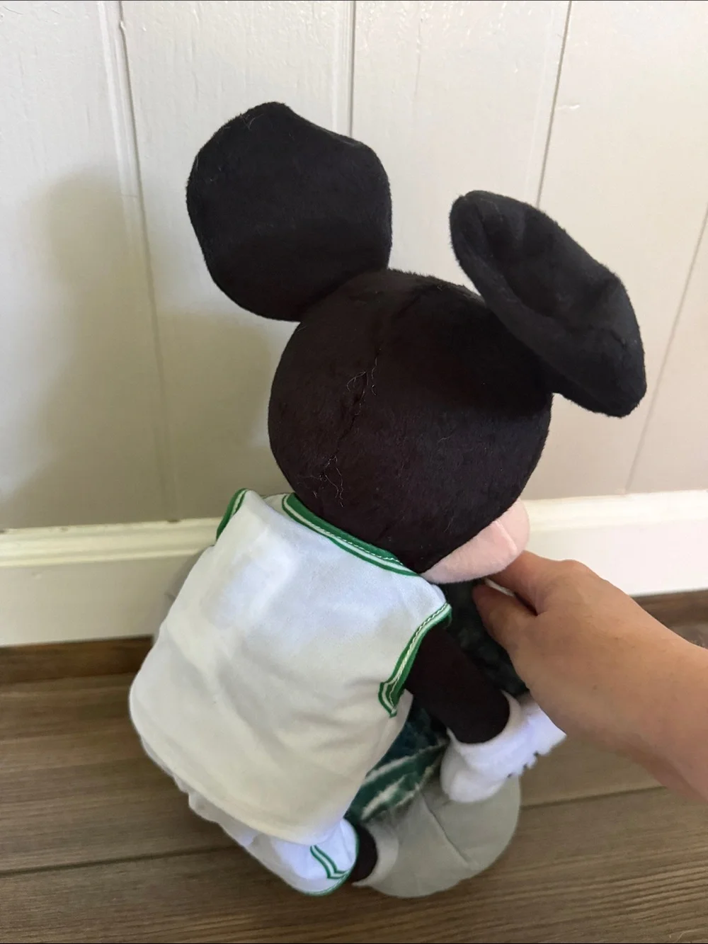 Disney Mickey Mouse Plush with Green Patterned Blanket